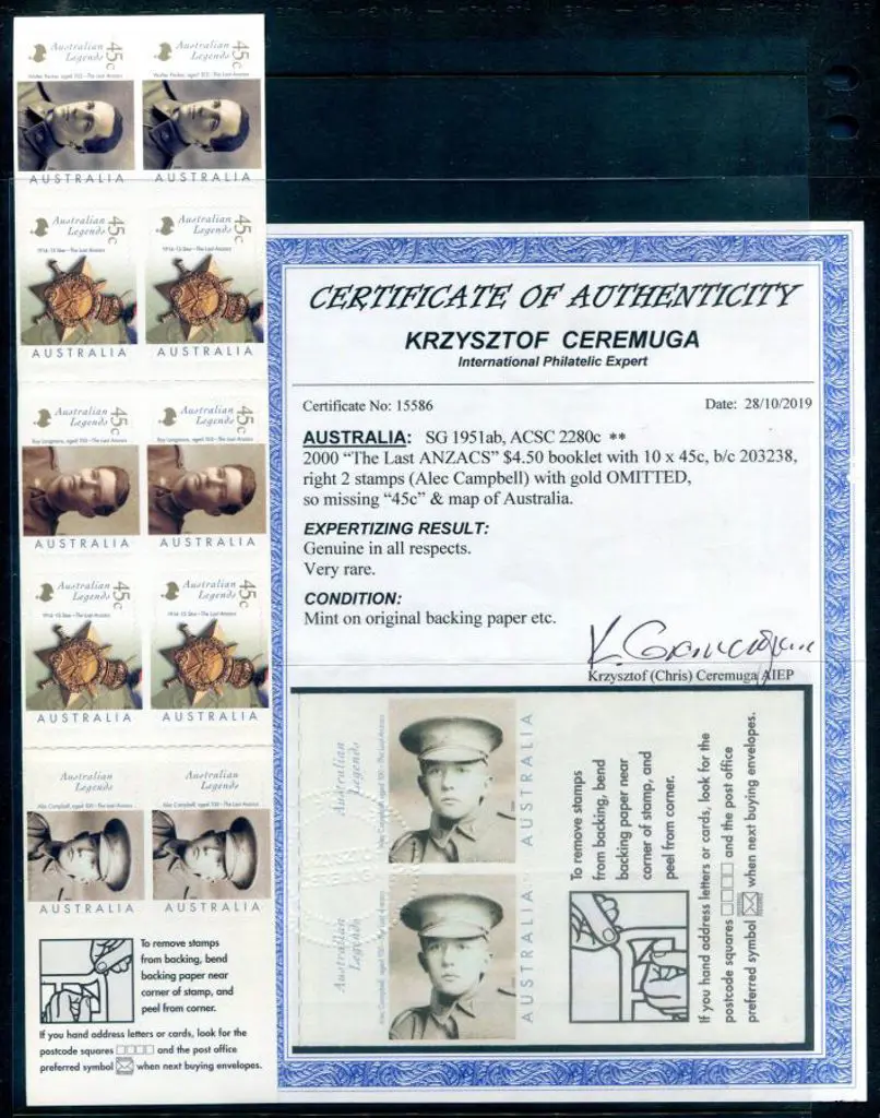 2000 $4.50 Australian Legends S/A booklet with ... Image 1++