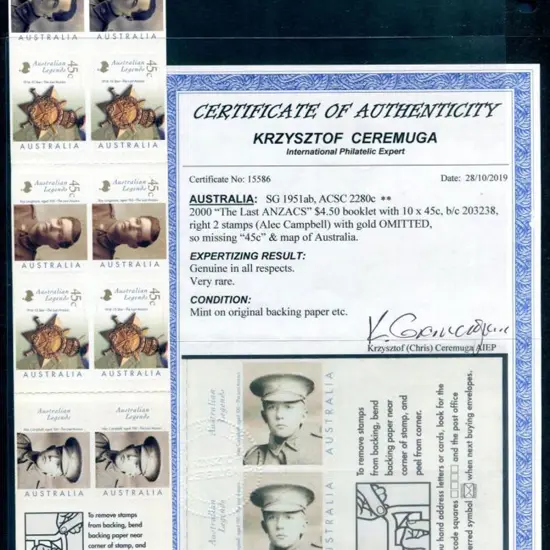 2000 $4.50 Australian Legends S/A booklet with ...