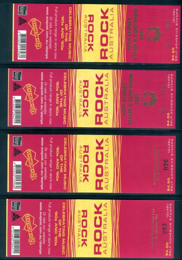 2001 $4.50 Rock Australia set of 4 with APTA ... Image 1++