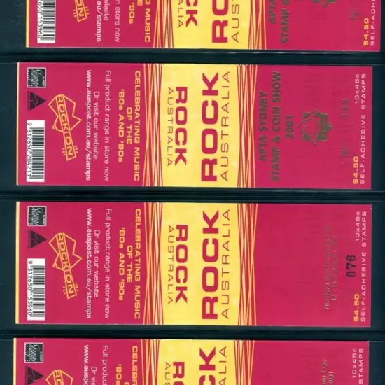 2001 $4.50 Rock Australia set of 4 with APTA ...