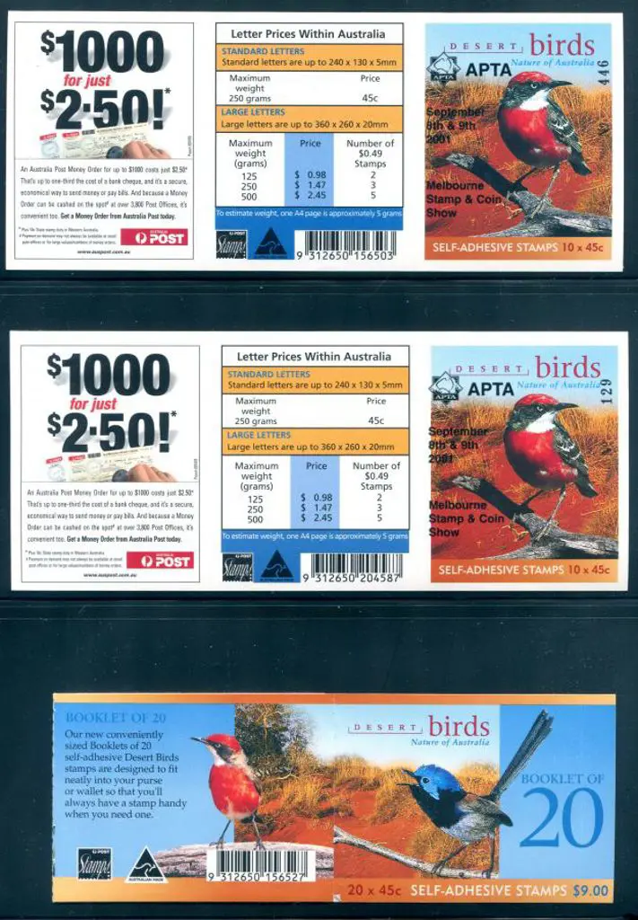 2001 $4.50 Desert Birds in both BC's plus the APTA ... Image 1++