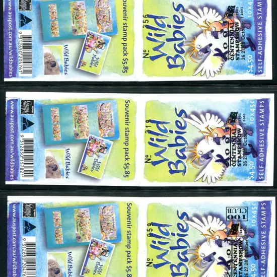 2001 $4.50 Wild Babies in both BC's ovptd "2001 ...