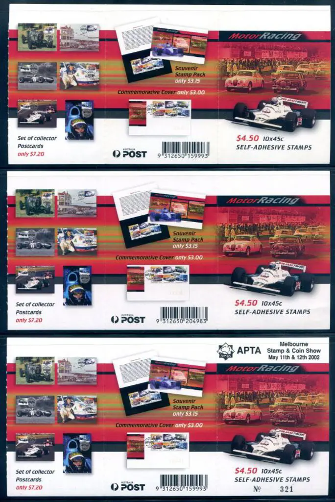 2002 $4.50 Motor Racing set of 6 in both BC's plus ... Image 1++
