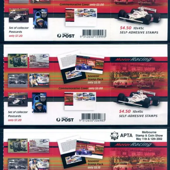 2002 $4.50 Motor Racing set of 6 in both BC's plus ...