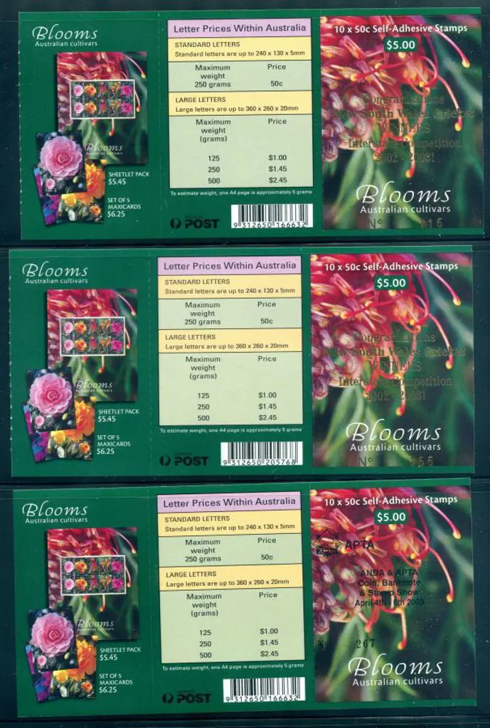 2003 $5 Blooms with both BC's plus all 3 ovpts ... Image 1++