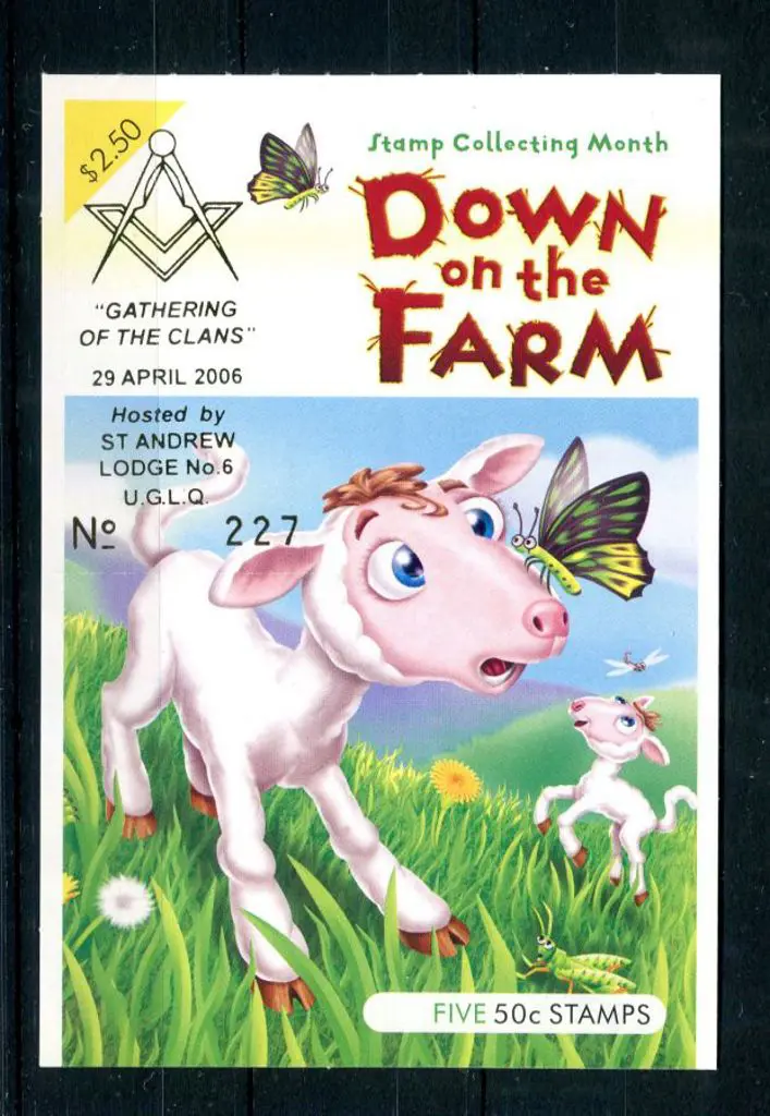 2005 $2.50 "Down on the Farm" pane of 5 x 50c S/A ... Image 1++
