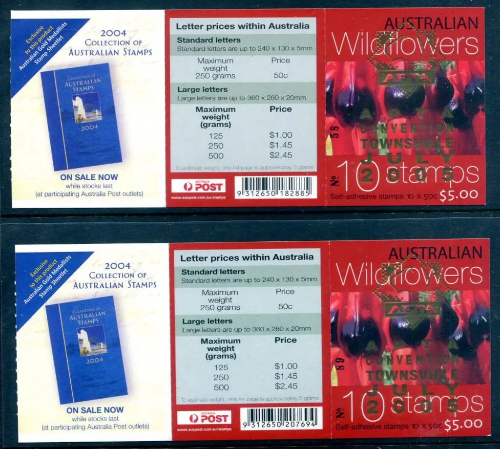 2005 $5 Aust Wildflowers in both BC's ovptd "APTA ... Image 1++