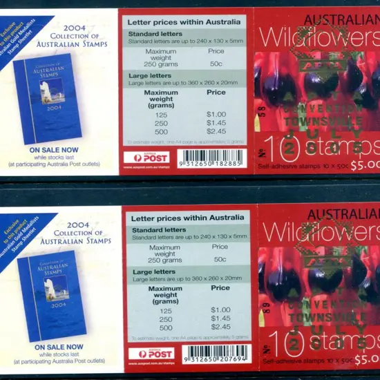 2005 $5 Aust Wildflowers in both BC's ovptd "APTA ...