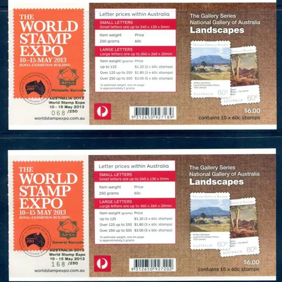 2013 $6 Landscapes S/A pair ovptd "Philatelic ...