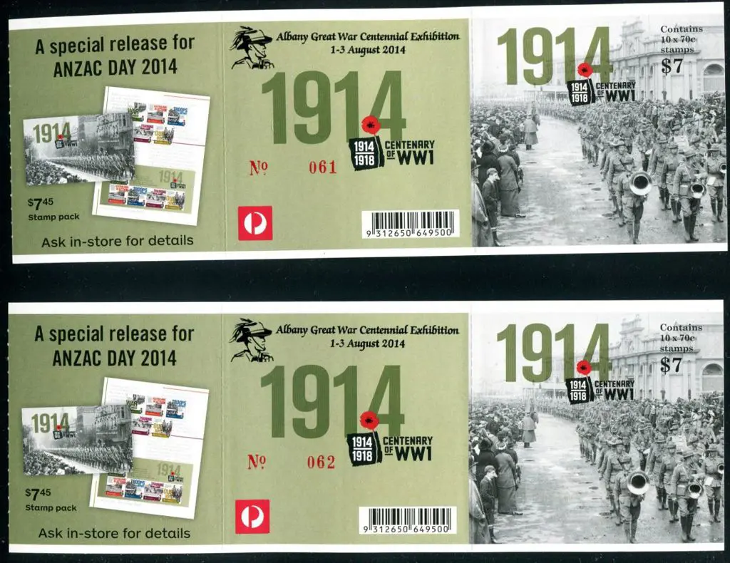 2014 $7 Centenary of WWI S/A commems x 4 all ovptd ... Image 1++