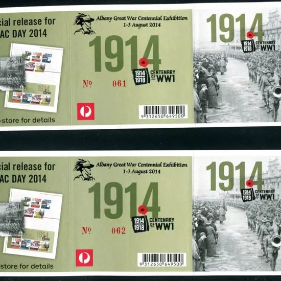 2014 $7 Centenary of WWI S/A commems x 4 all ovptd ...