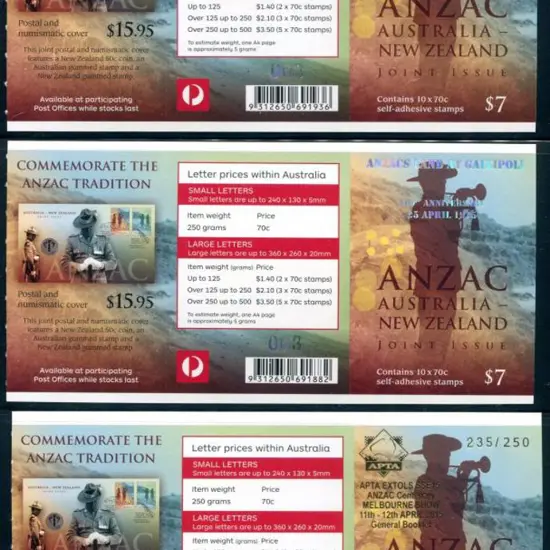 2015 $7 ANZAC Joint Issue with "APTA EXTOLS SSE15: ...