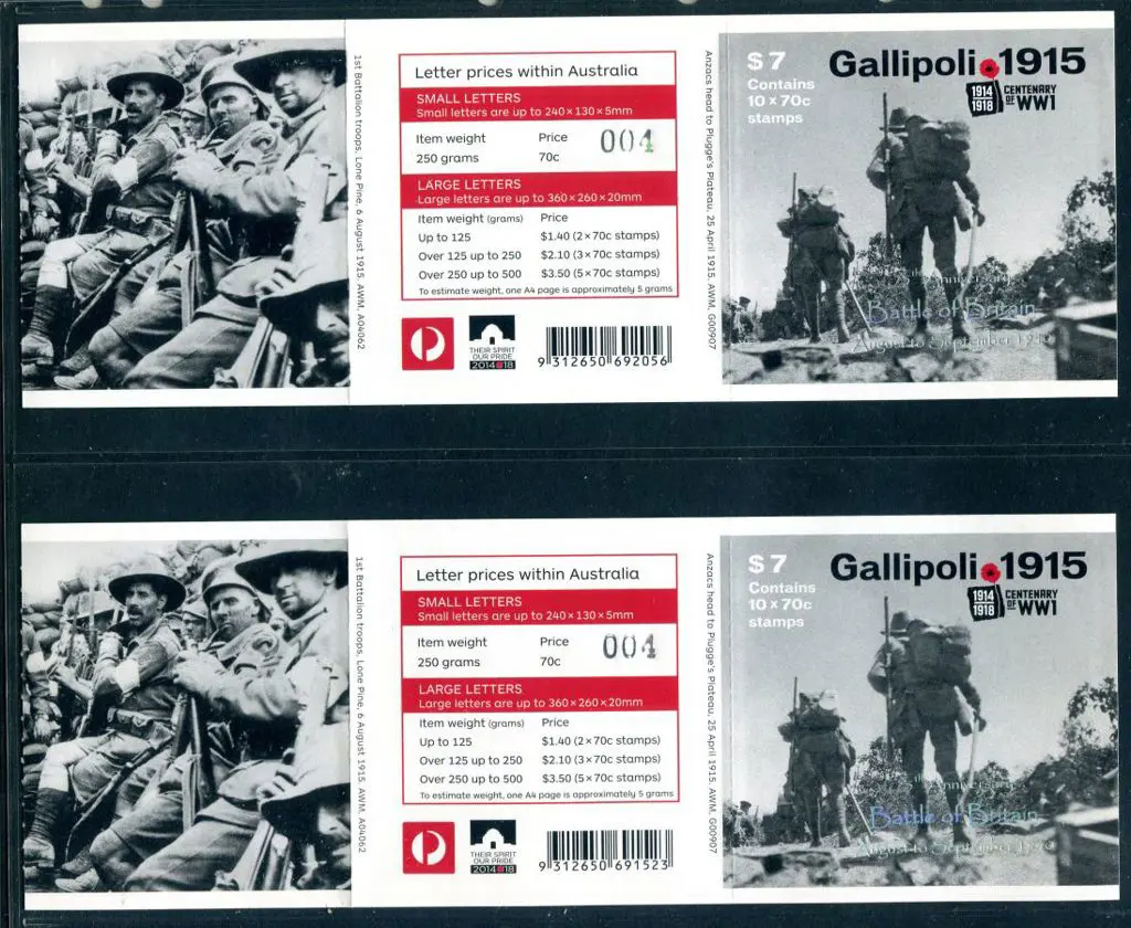 2015 $7 Gallipoli 1915 BC pair ovptd as above for ... Image 1++