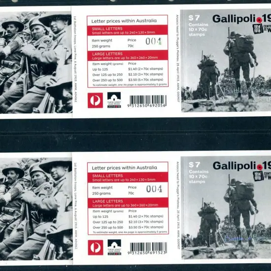 2015 $7 Gallipoli 1915 BC pair ovptd as above for ...