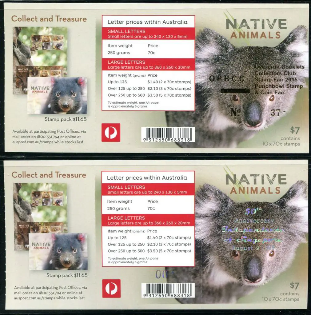 2015 $7 Native Animals ovptd "Overprint Booklets ... Image 1++
