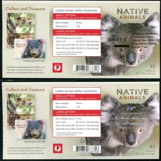 2015 $7 Native Animals ovptd "Overprint Booklets ...