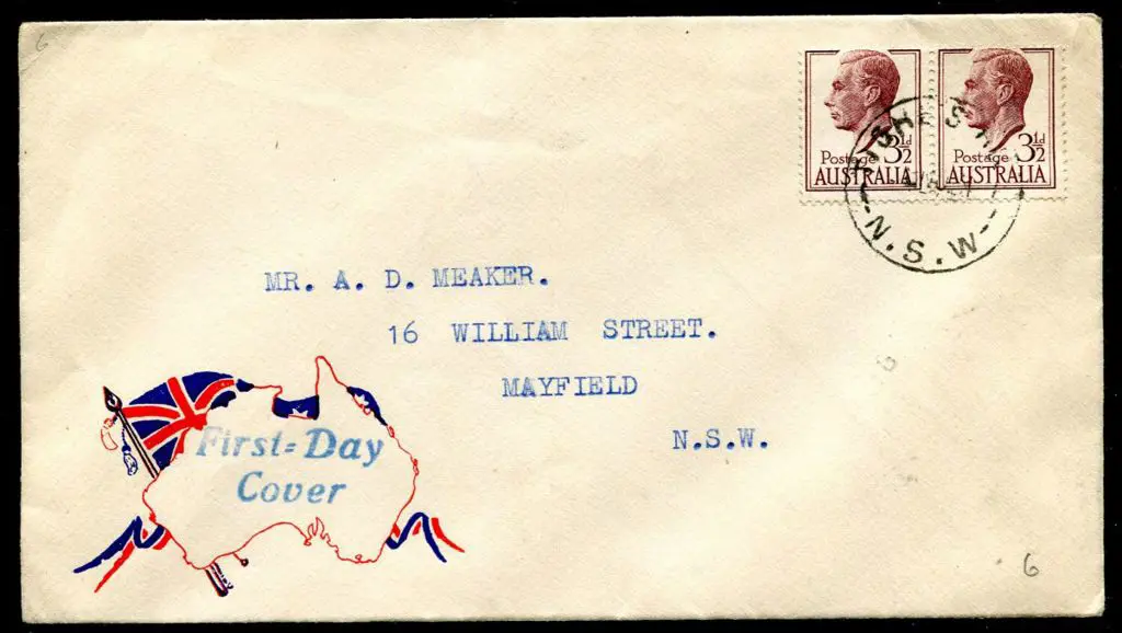 1951 (29th Nov) 3½d KGVI pair on Hunter Stamp ... Image 1++