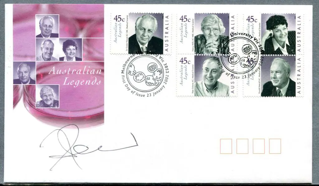 2002 (23rd Jan) Aust Legends FDC pmkd Melbourne ... Image 1++