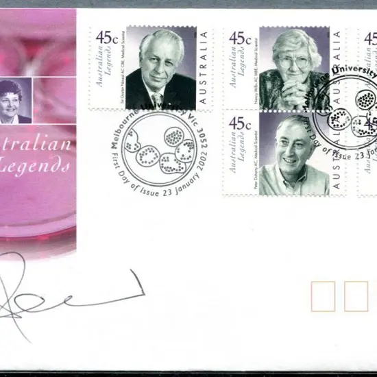 2002 (23rd Jan) Aust Legends FDC pmkd Melbourne ...