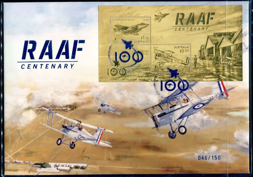 2021 (1st Nov) RAAF Cent large FDC with gold ... Image 1++