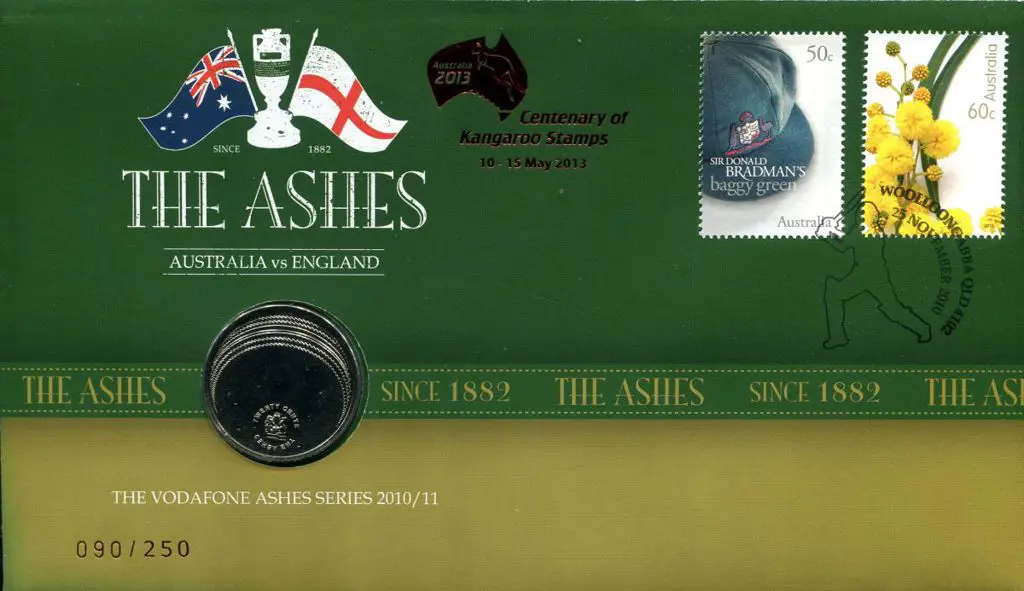 2010 (25th Nov) "The Ashes" with 50c Bradman stamp ... Image 1++