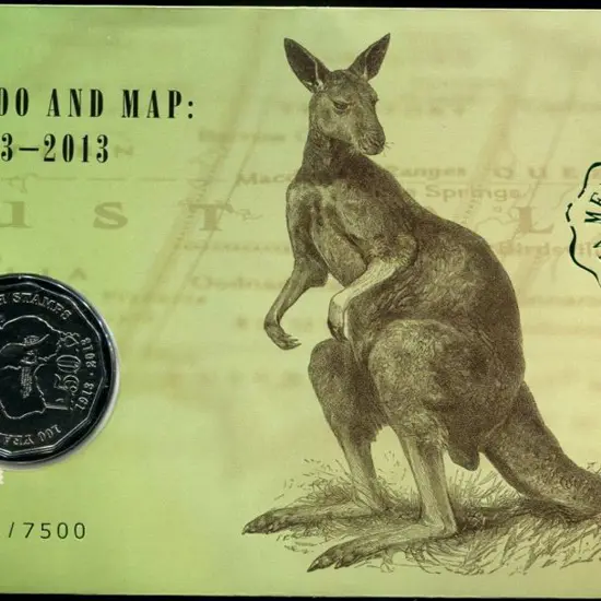 2013 (10th-15th May) Kangaroo & Map 50c coin with ...