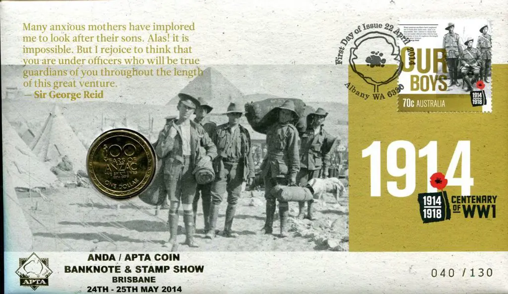 2014 (22nd April) 1914 WWI Cent with matching 70c ... Image 1++
