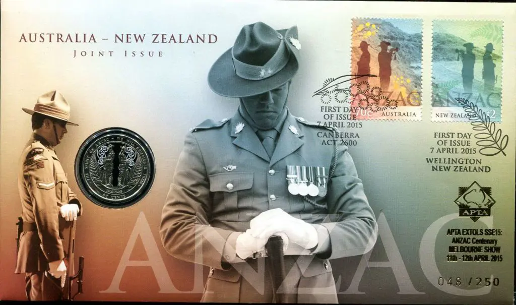 2015 (7th Apr) ANZAC Aust-NZ Joint Issue stamp ... Image 1++