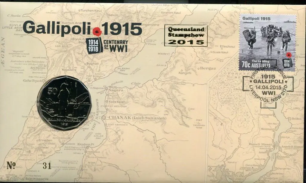 2015 (14th Apr) Gallipoli WWI Cent with 70c "The ... Image 1++