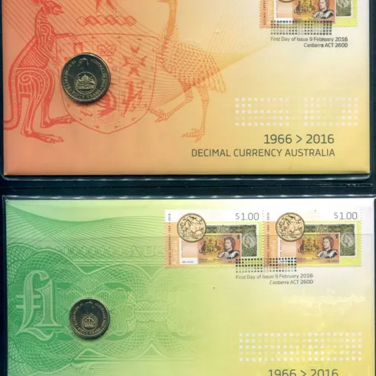 2016 (9th Feb) $1 & $2 coin Decimal Currency Anniv ...