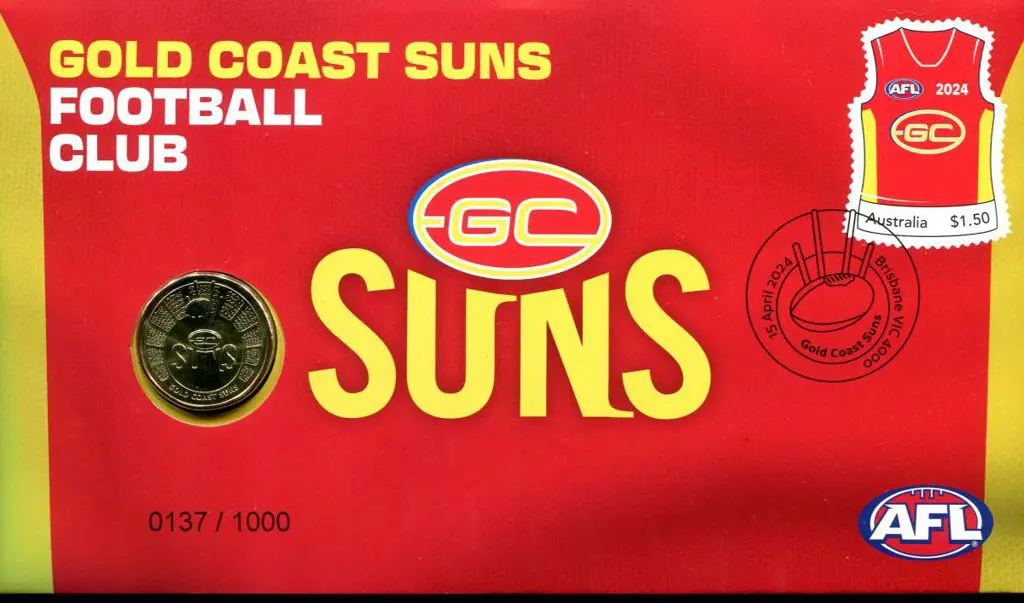 2024 (15th Apr) Gold Coast Suns AFL with $1 Suns ... Image 1++