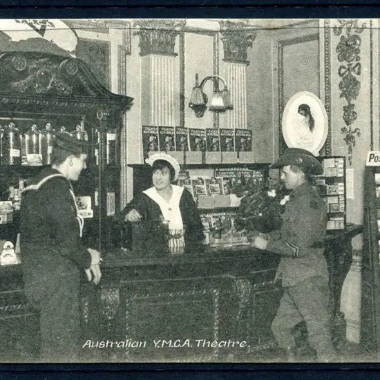 1915 "Australian Y.M.C.A. Theatre" captioned b&w ...