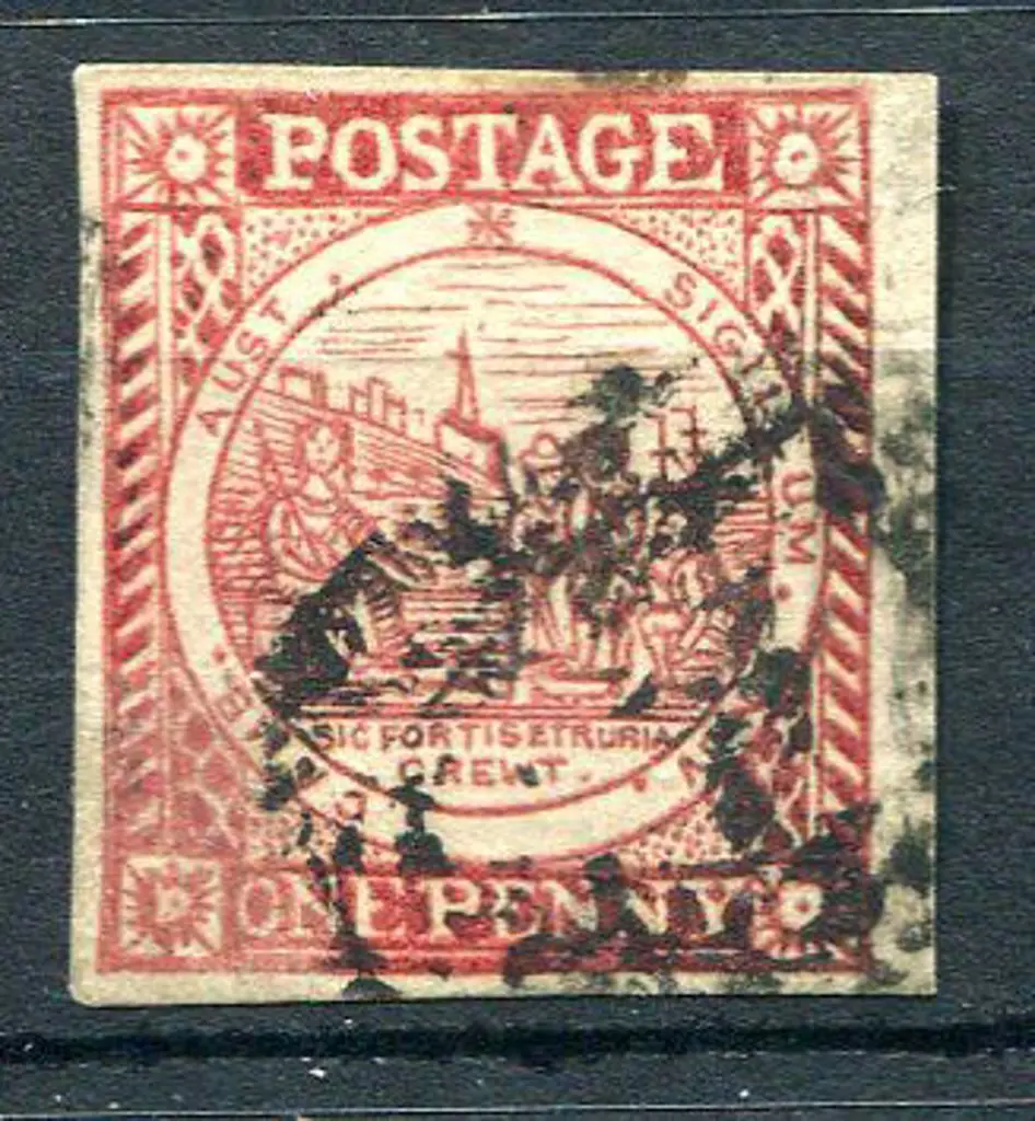 1850 1d carmine Sydney View "with clouds" on laid ... Image 1++