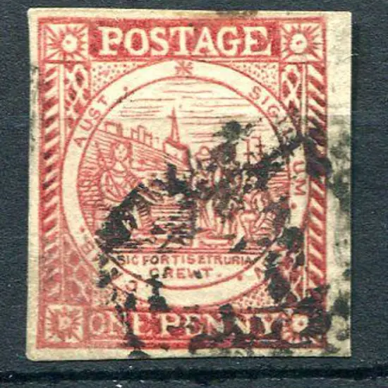 1850 1d carmine Sydney View "with clouds" on laid ...