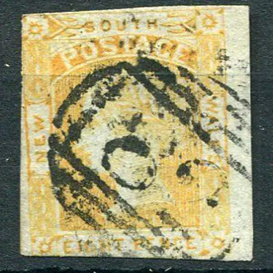 1853 8d orange-yellow imperf on bluish paper with ...