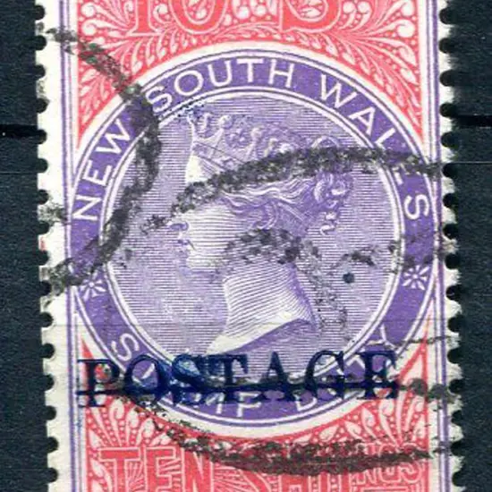 1885/86 10/- mauve & claret fiscal, perf. 12x11 ...