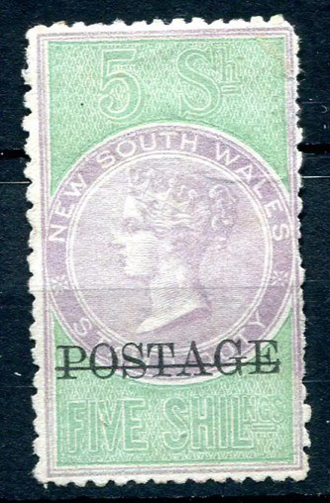 1885/86 5/- lilac & green fiscal, perf. 12x10 ... Image 1++