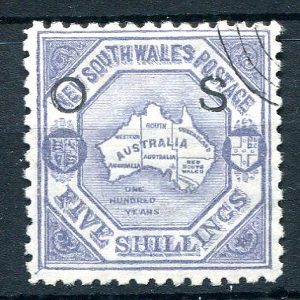 1890/91 5/- map in lilac shade, perf 10 & ovptd ... Image 1++