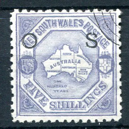1890/91 5/- map in lilac shade, perf 10 & ovptd ...