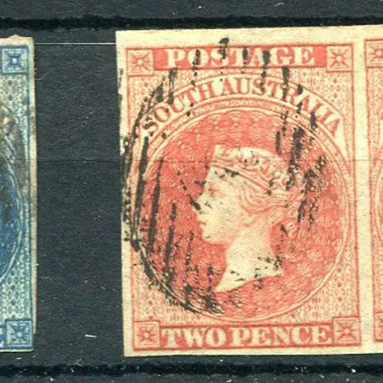 1855 6d deep blue with 3 margins used & 1856/58 2d ...
