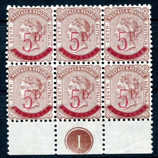 1891/93 5d on 6d deep brown, perf.10, Plate 1 in ...