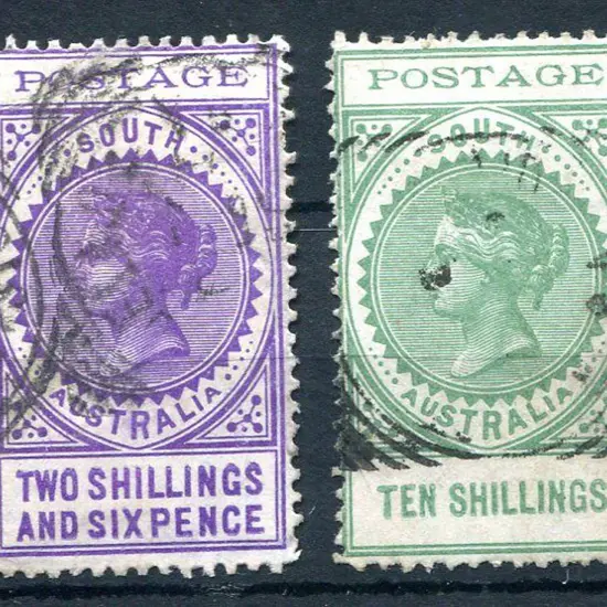 1902/04 2/6d bright violet & 10/- green thin ...