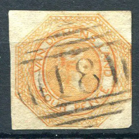1853 4d bright brownish-orange with 3 clear ...