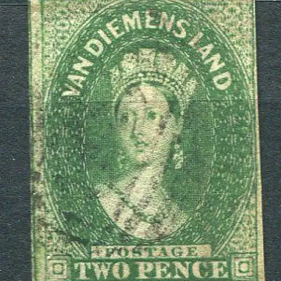 1855 2d deep green Chalon, wmk large star with 3 ...
