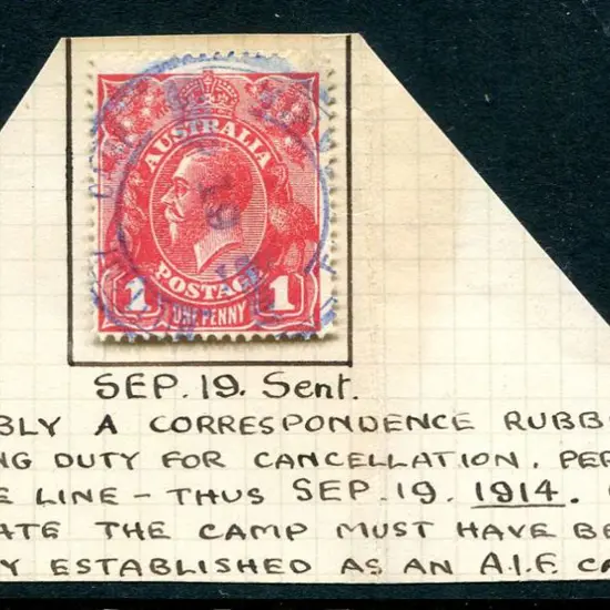 1914 (19th Sept) "Military Camp" rubber cds ...