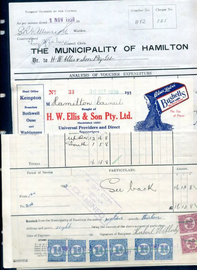 1933/34 Accounts with 3d, 4d & 1/- (3) Stamp Duty ... Image 1++