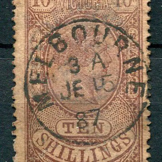 1884/96 10/- brown on rose on glazed paper, perf ...