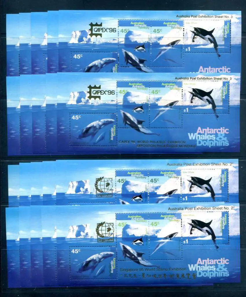 1995 Whales & Dolphins M/S's ovptd "Singapore 95 ... Image 1++