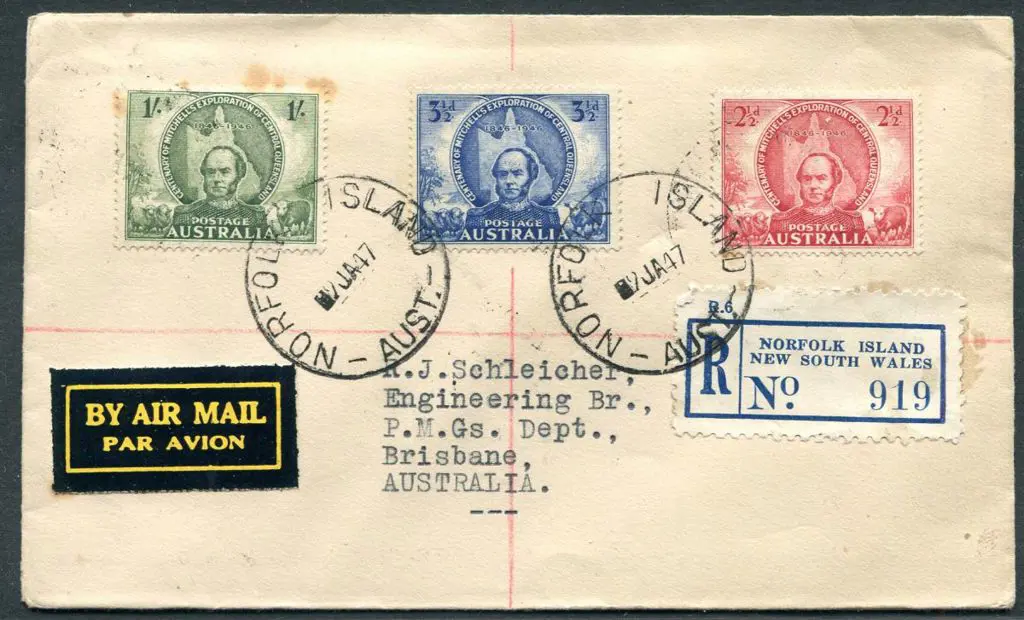 1947 (2nd Jan) Mitchell set of 3 Registered FDC ... Image 1++