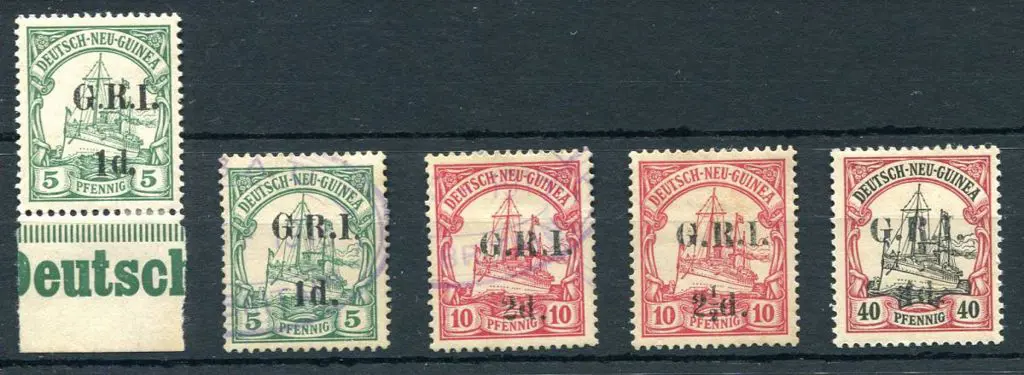 1914/15 1d on 5pf ovpt MLH & used, 2d on 10pf ... Image 1++